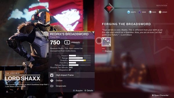 Destiny 2 Redrix’s Broadsword Guide