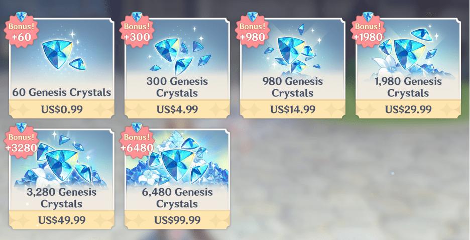 Genesis Crystals Genshin Impact
